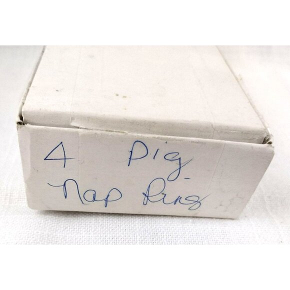 Pig Napkin Holders Vintage Shafford White Glossy Animal Rings Taiwan Set of 4 - Picture 11 of 11